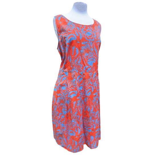 Talbots Dress Women’s 18w Blue Orange Floral Fit & Flare Design Knee Length - Picture 6 of 9
